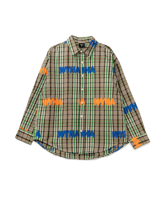 Long Sleeve Plaid Shirt with Graffiti Design