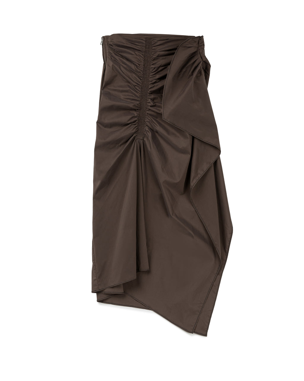 Designer Ruched Asymmetric Midi Skirt