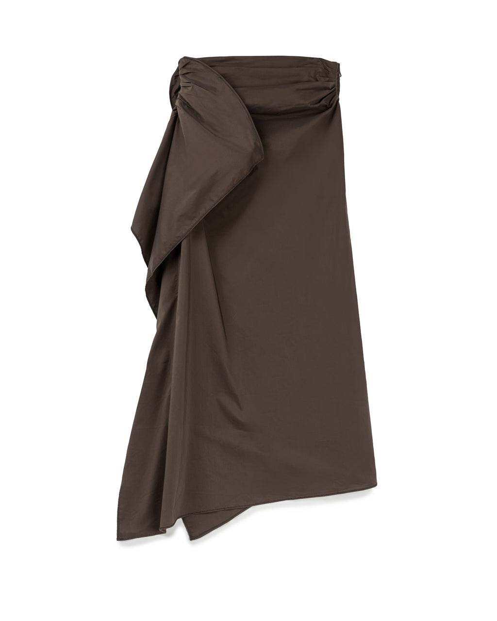 Designer Ruched Asymmetric Midi Skirt