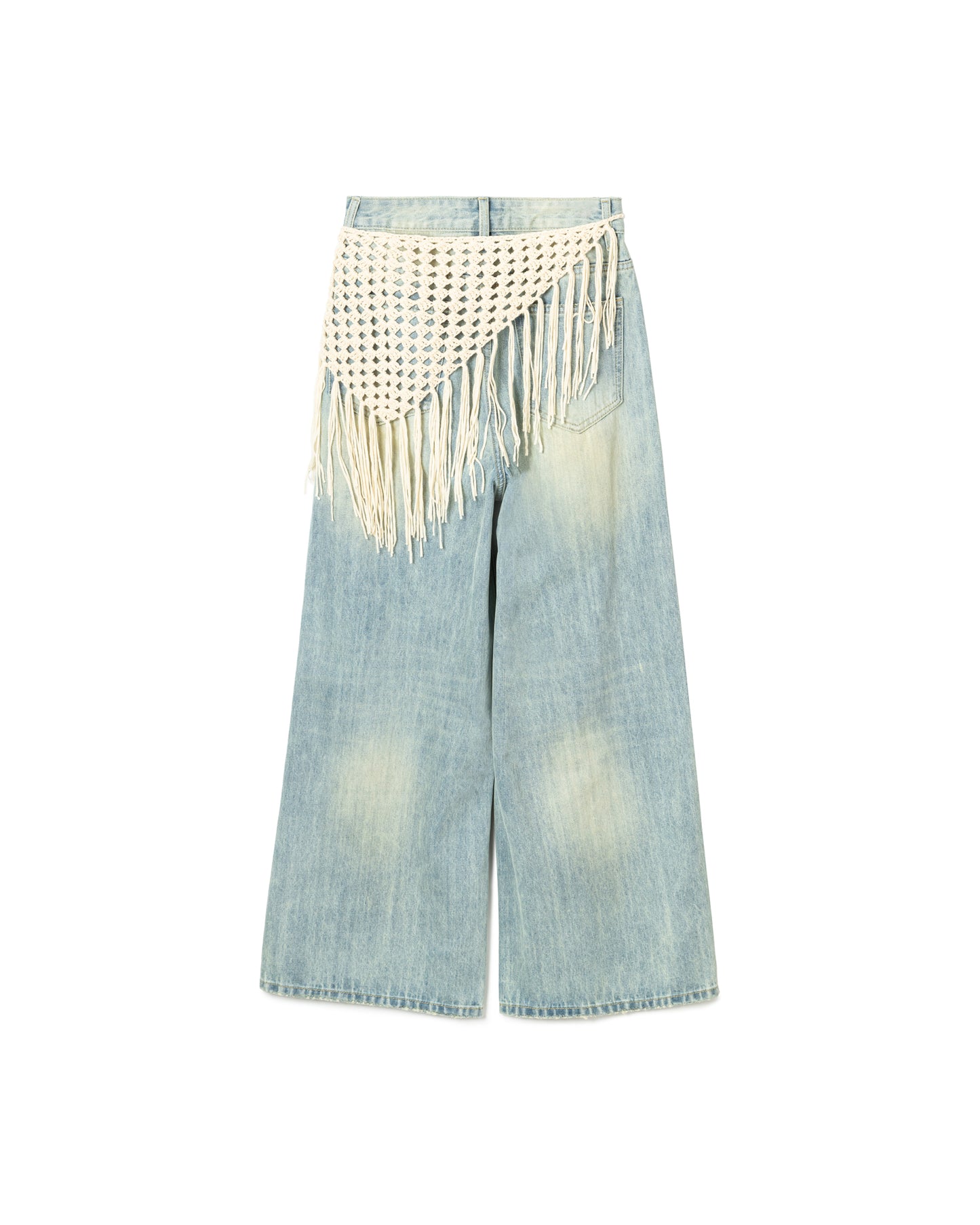 Denim Pants with Macramé Wrap