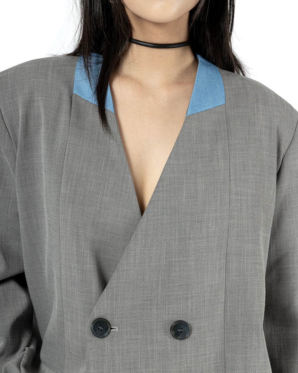 Contrast Collar Oversize Blazer