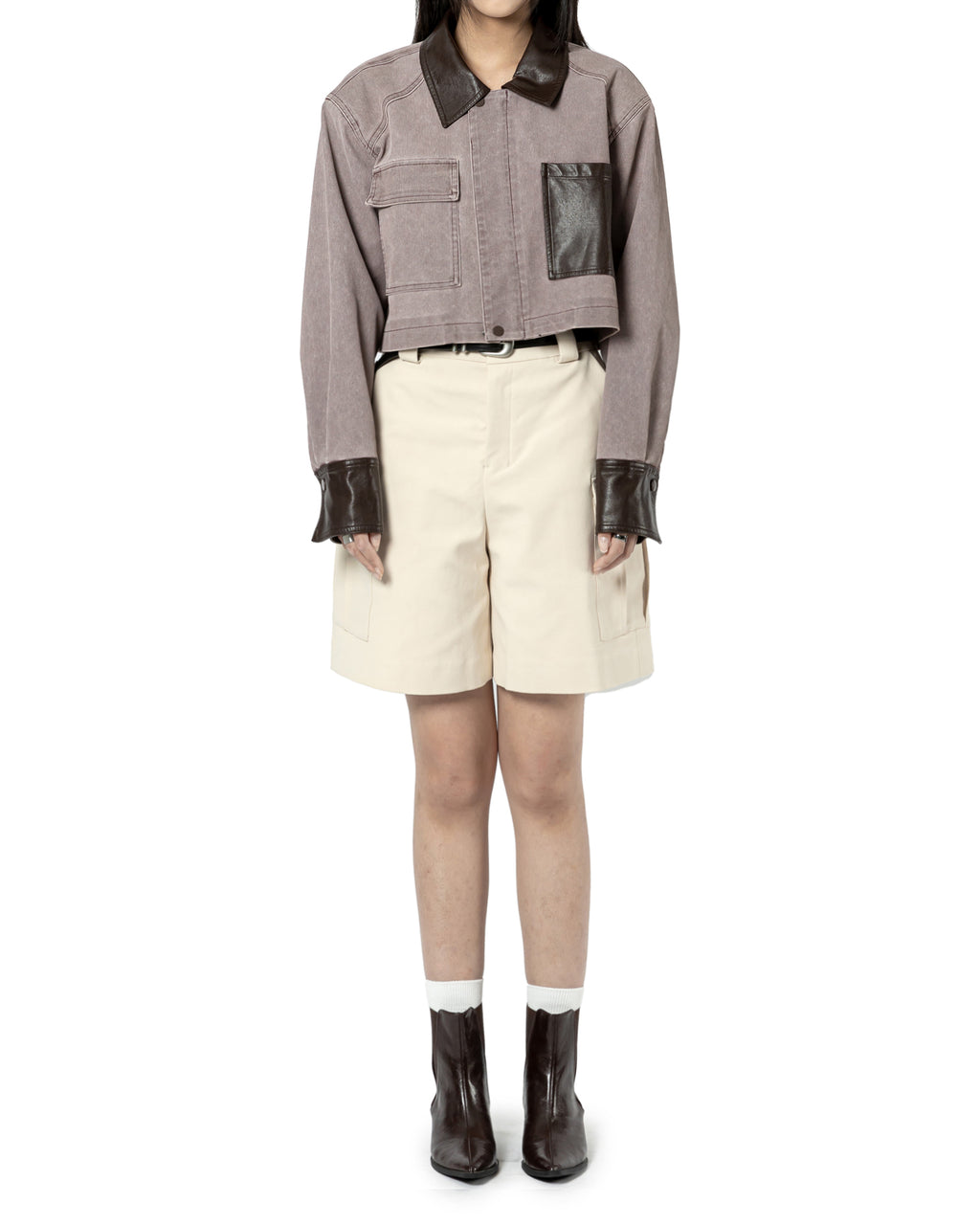 High Waist Cargo Shorts with Belt