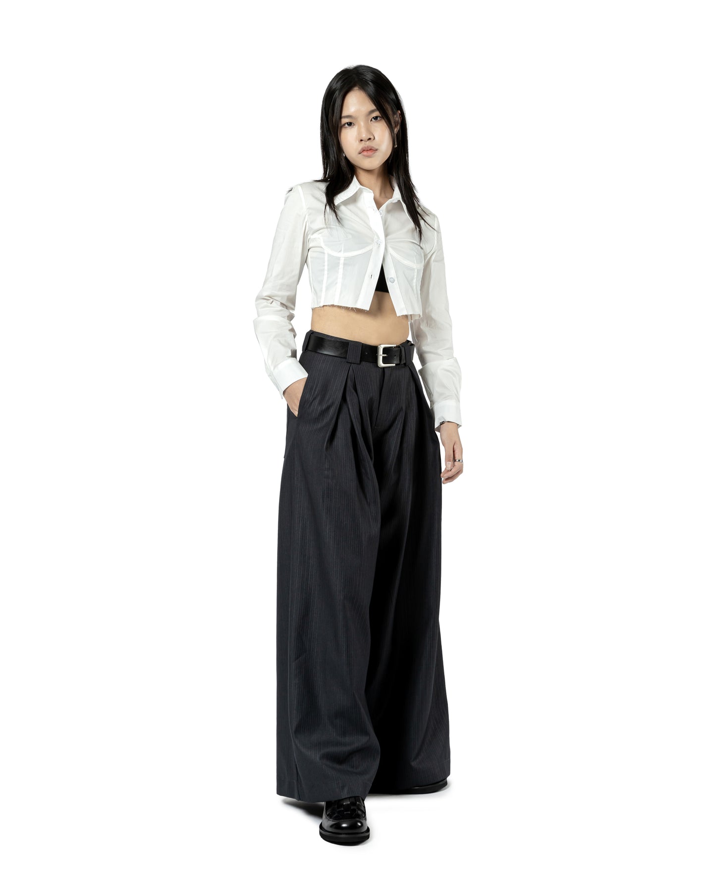 Pleated Wide-Leg Trousers