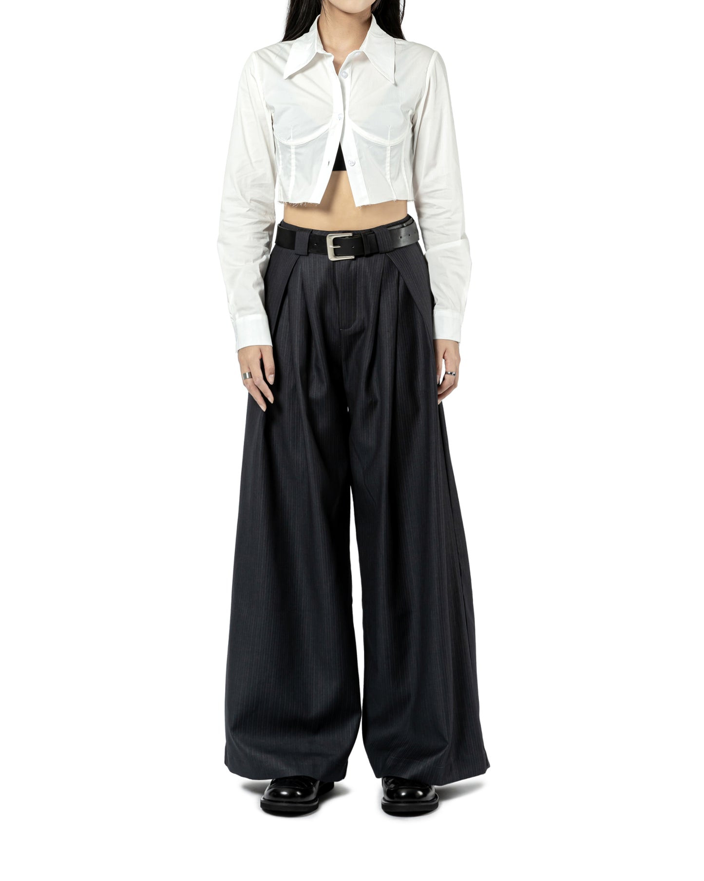 Pleated Wide-Leg Trousers