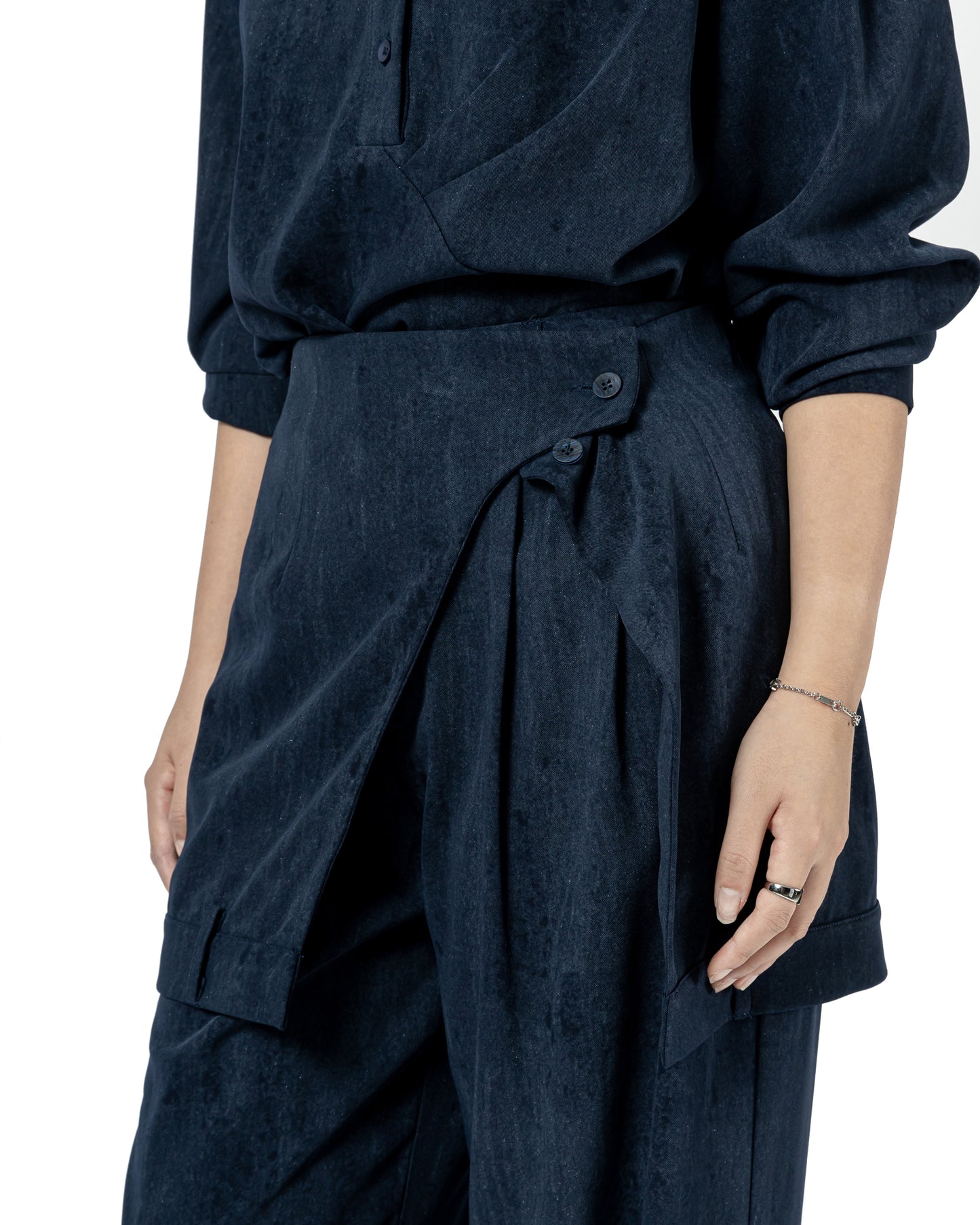 Asymmetric Layered Wrap Pants