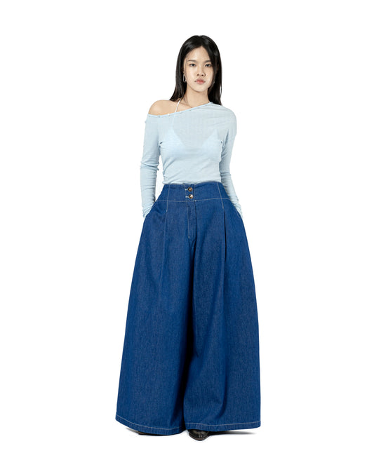 Double Button Wide Leg Jeans