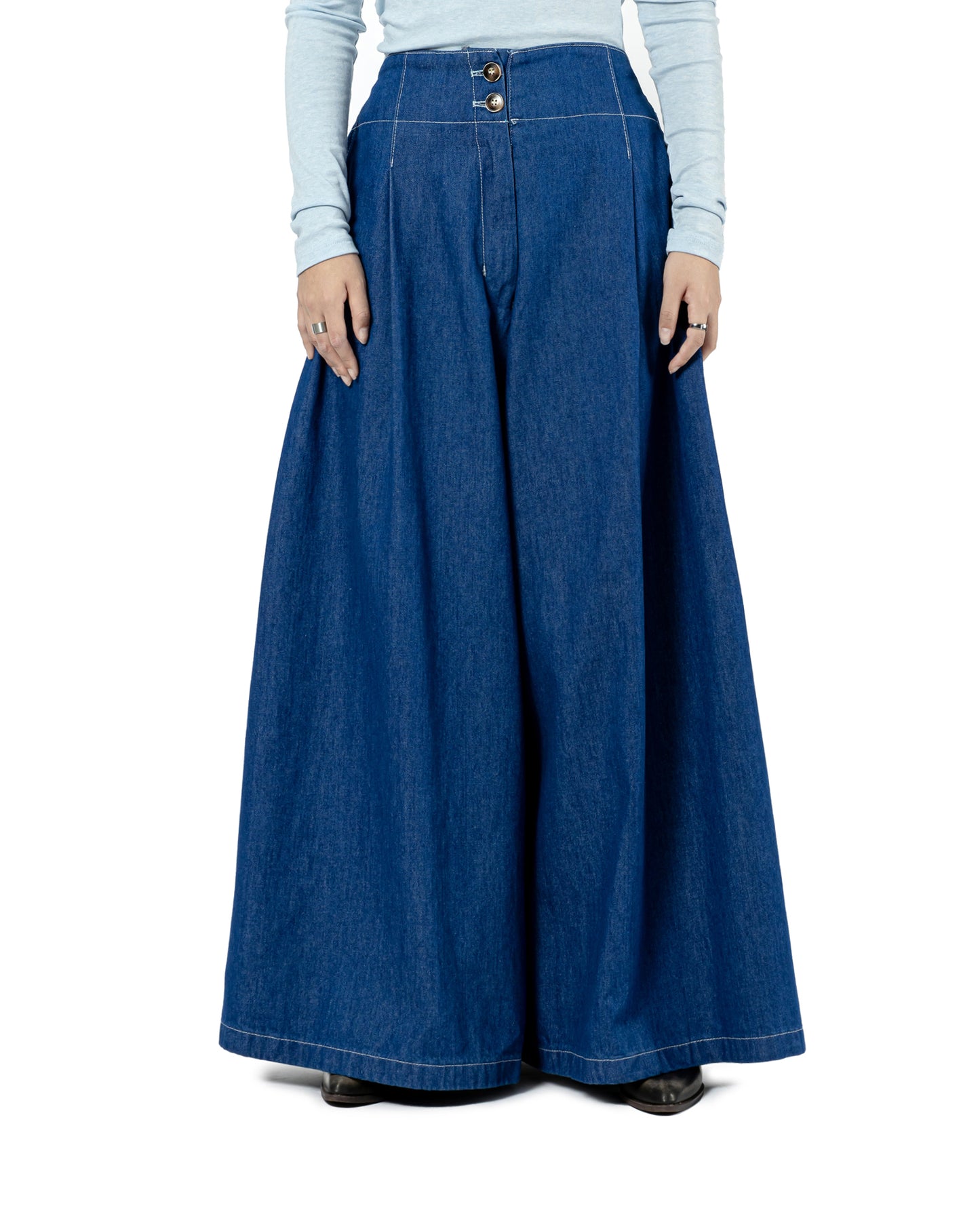 Double Button Wide Leg Jeans