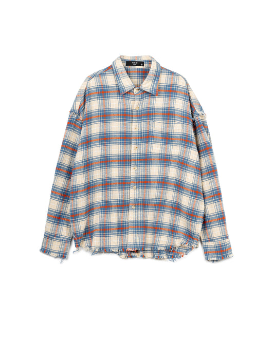 Distressed Checkered Overshirt