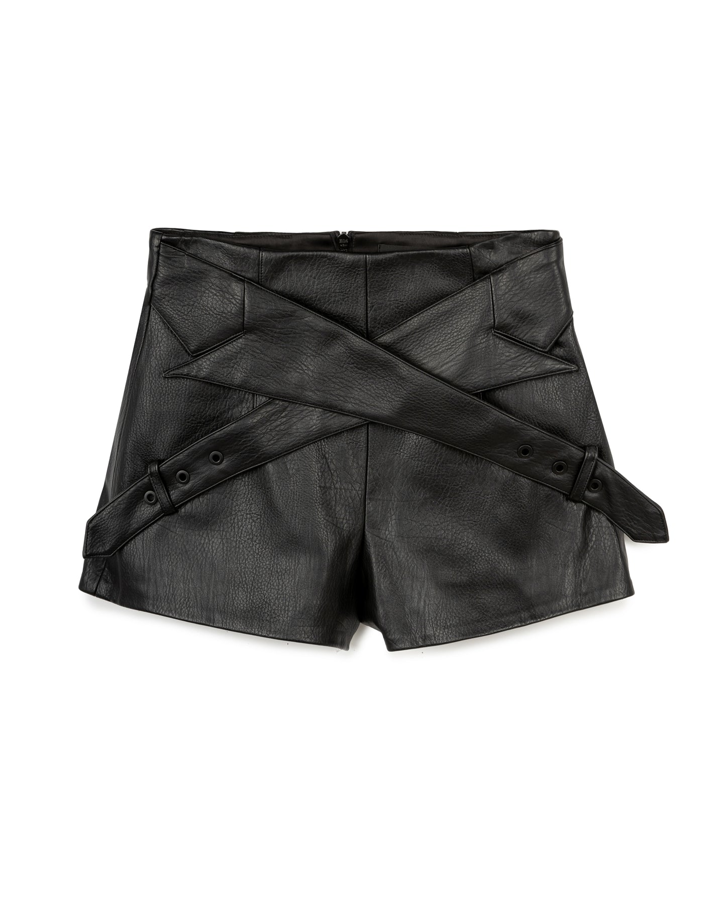 Crossover Belt Leather Shorts