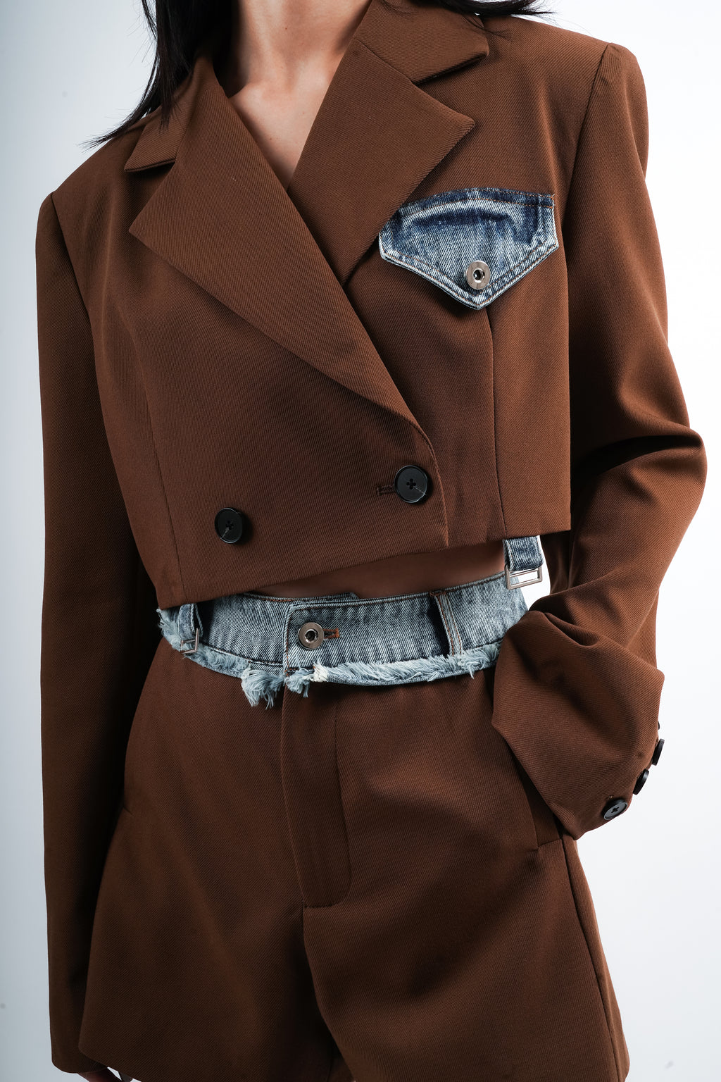 Suit Blazer With Denim Elements