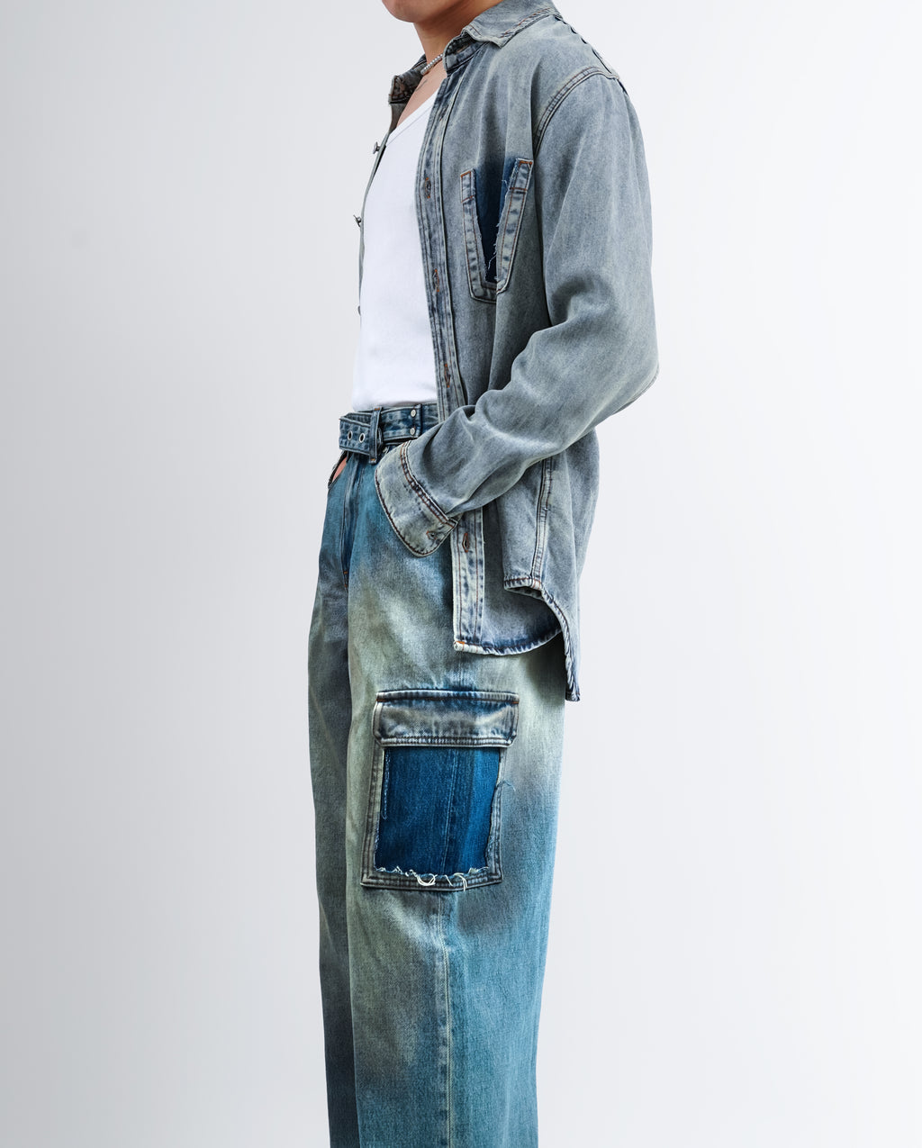 Unisex Vintage Denim Pants With Big Pocket