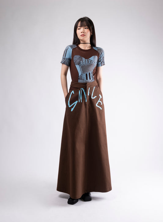 Graphic Cut Out Maxi Skirt