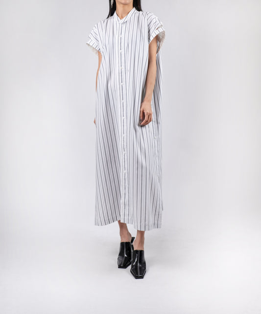 Designer Stripe Sleeveless Long Dress