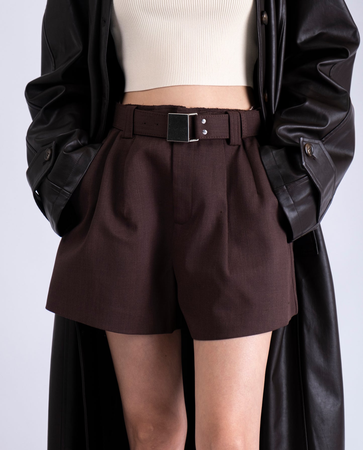 Short Pants with Buckle Belt