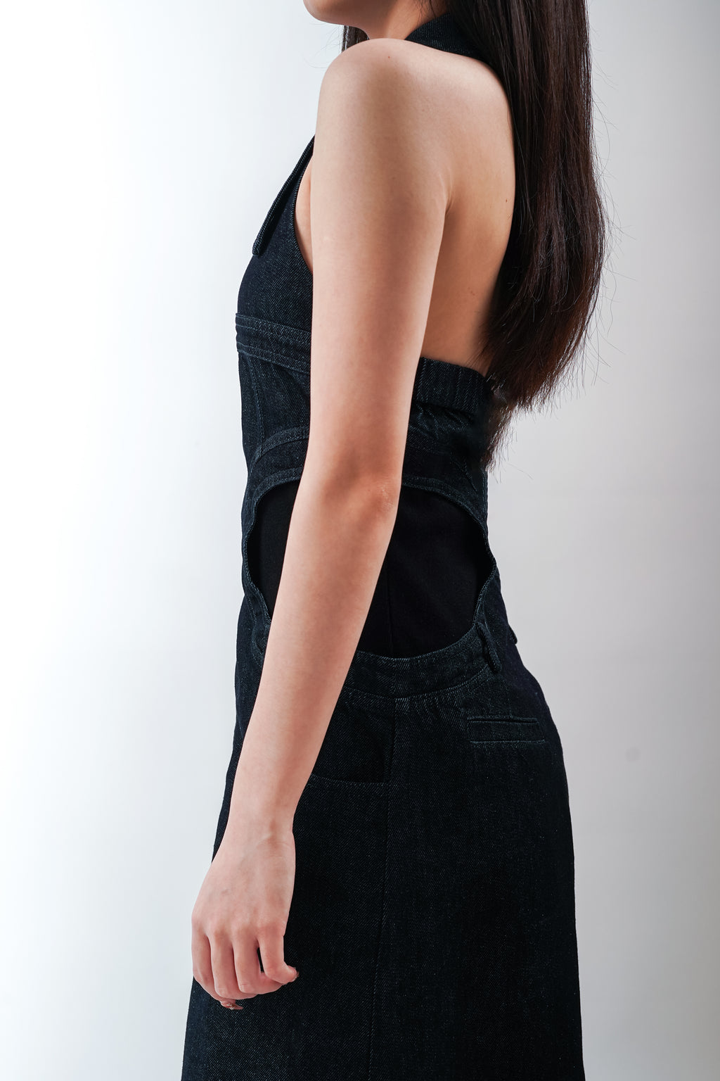 V-Neck Collared Halter Dress