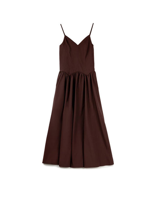 Minimalist V-Neck Gathered Dress