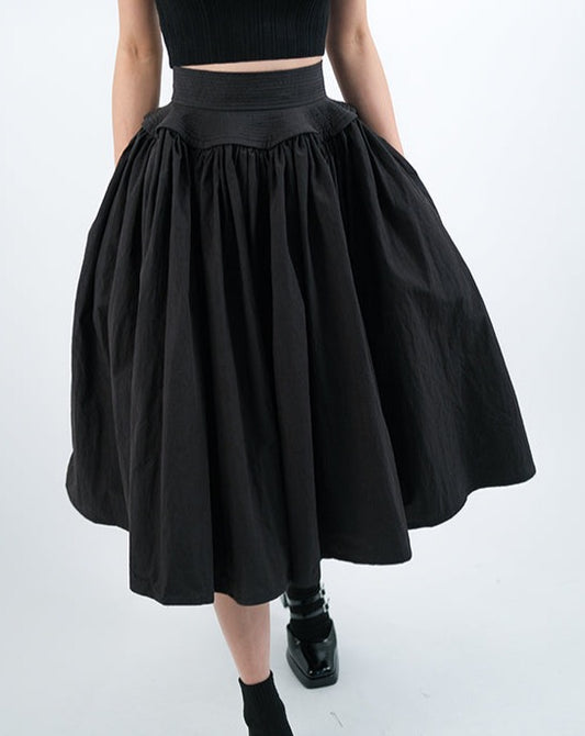 High Waist Pleated French Loose Elegant Versatile Midi Dress